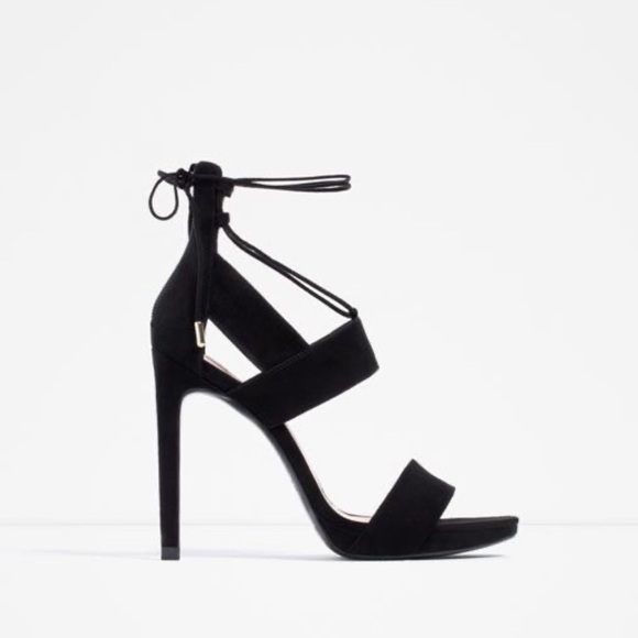 Zara TRF Black Suede Heels 39 - Picture 1 of 4